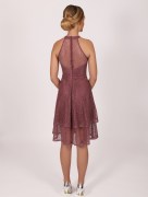 Robe courte avec dentelle dos nu en mousseline Dans - rose foncé