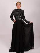 Robe longue à perle - noir