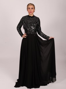 Robe longue à perle - noir