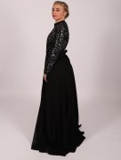 Robe longue à perle - noir