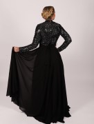 Robe longue à perle - noir