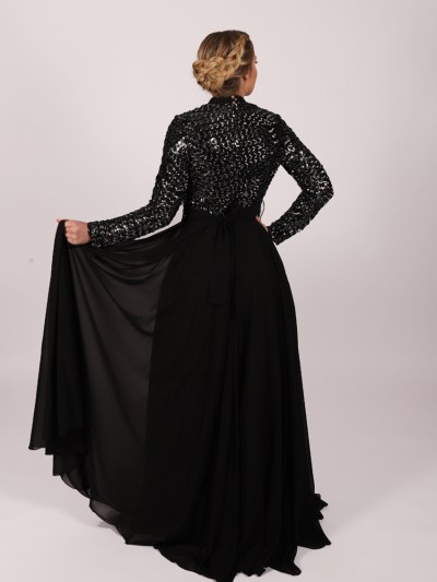 Robe longue à perle - noir