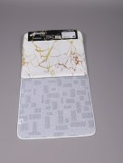 Tapis de bain 2 pièces - marbré doré/écru