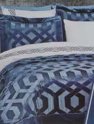 Couvre lit 2 personnes Ipekce Rio  - bleu marine/blanc