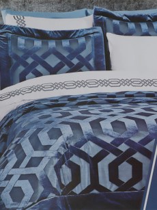 Couvre lit 2 personnes Ipekce Rio  - bleu marine/blanc