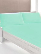 Drap housse élastique coton Ipekce 160x200cm - vert d'eau 
