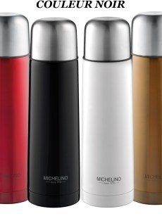 Bouteille isolante en acier inoxydable 1,0 ltr. MICHELINO - noir