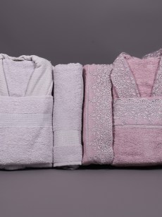 Ensemble de peignoirs avec guipure Ipekce 6 pièces - Mauve/Violet