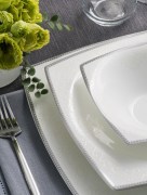 Karaca Fine Pearl Neklus 62 pièces Ensemble de dîner carré İnci pour 12 personnes