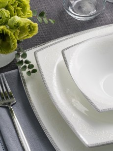 Karaca Fine Pearl Neklus 62 pièces Ensemble de dîner carré İnci pour 12 personnes