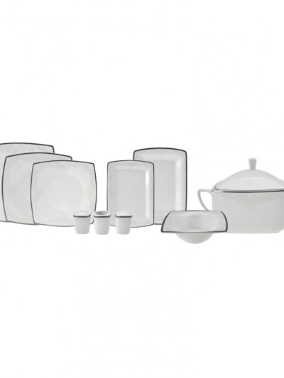 Karaca Fine Pearl Neklus 62 pièces Ensemble de dîner carré İnci pour 12 personnes