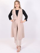 Gilet sans manches à col cascade - crème