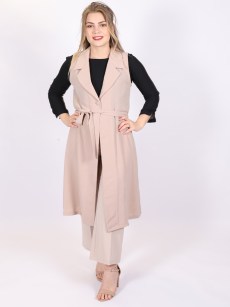 Gilet sans manches à col cascade - crème