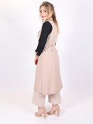 Gilet sans manches à col cascade - crème