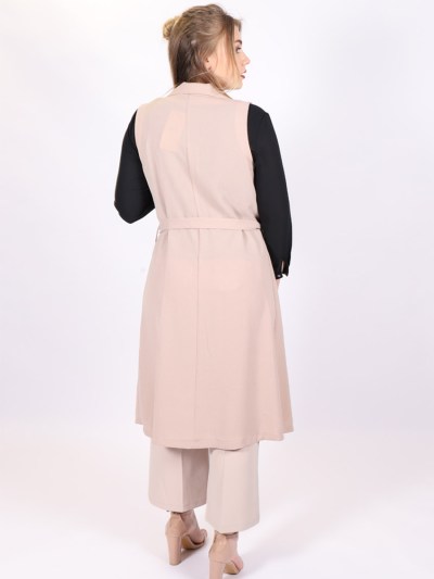 Gilet sans manches à col cascade - crème