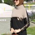 Tunique avec applique en cuir beige