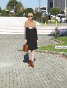 Tunique avec applique en cuir marron