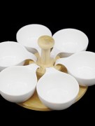 Service de bol avec plateau bambou petit AL-7954