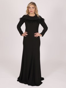 Robe longue à plume Berre - noir