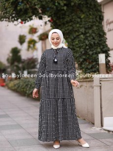 Robe à carreaux 30663 -  noir/blanc