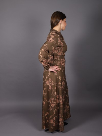 Robe longue à motif Uzunlar - marron
