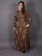 Robe longue à motif Uzunlar - marron