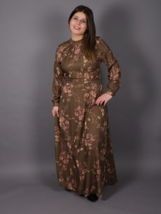 Robe longue à motif Uzunlar - marron