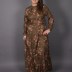 Robe longue à motif Uzunlar - marron