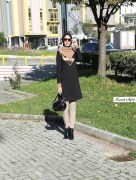 Tunique à col roulé détail simili cuir Kemal aydin beige