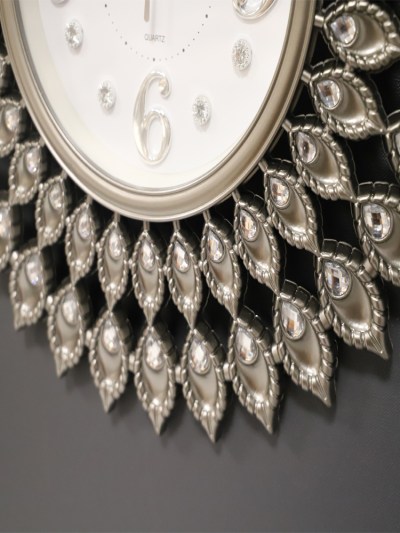  Horloge murale Almina taupe avec Strass transparent D.44 cm