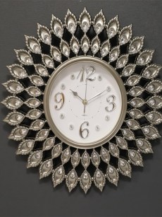  Horloge murale Almina taupe avec Strass transparent D.44 cm