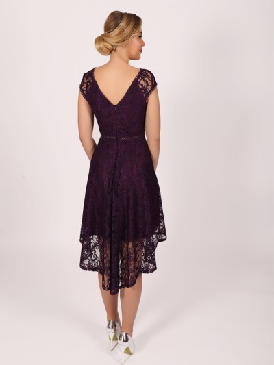 Robe devant courte derrière col V Dans - violet