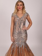 Robe à paillette coupe sirène - rose pâle 