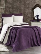 Ipekce Home housse de couette avec couverture tricot 2 personnes brodé damassé 7 pièces Atlantis Tricots - Violet 