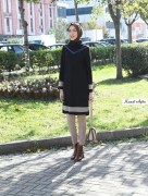 Tunique à col roulé avec effet cuir crème