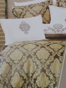 Couvre lit 2 personnes Ipekce Rebeca  - doré/gris