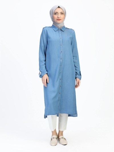 Tunique détaillée en jeans 1411 - bleu clair