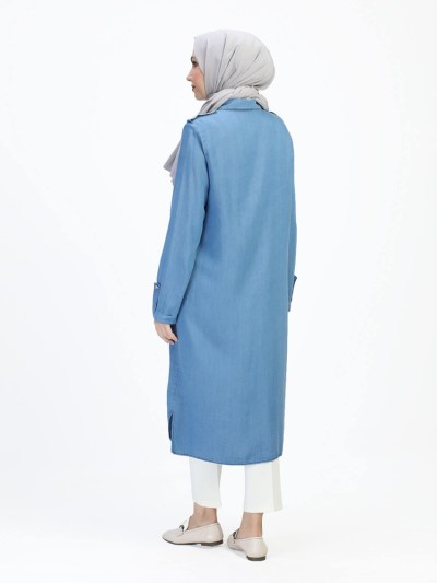 Tunique détaillée en jeans 1411 - bleu clair