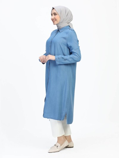Tunique détaillée en jeans 1411 - bleu clair