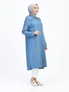 Tunique détaillée en jeans 1411 - bleu clair