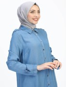 Tunique détaillée en jeans 1411 - bleu clair