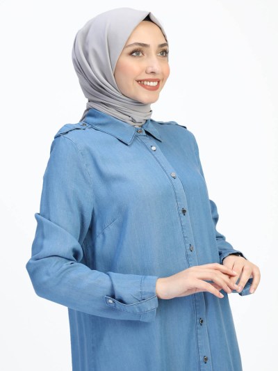 Tunique détaillée en jeans 1411 - bleu clair