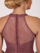 Robe courte avec dentelle dos nu en mousseline Dans - rose foncé