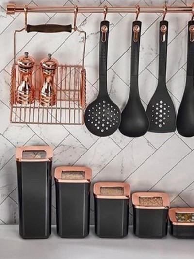 Boîte de rangement 5 lots carré cuivre noir