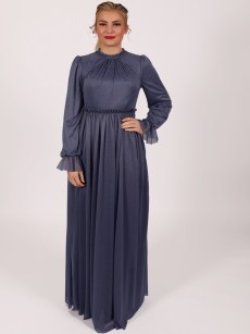 Robe longue à perle Garize - bleu