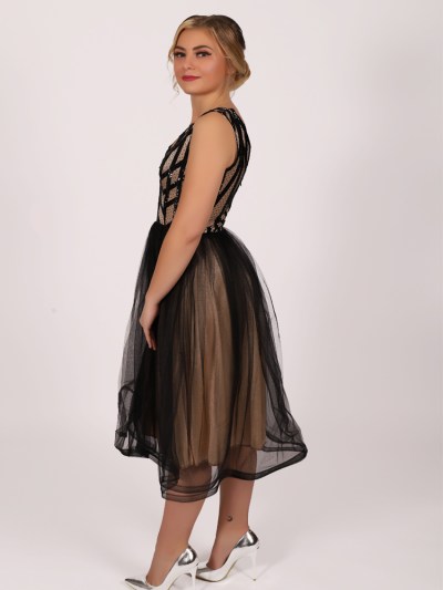 Robe mi longue élégante Dans - beige
