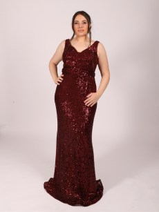 Robe de soirée à paillette Aftnight - bordeaux 
