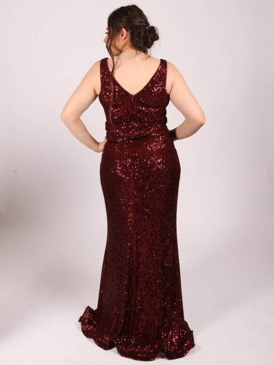 Robe de soirée à paillette Aftnight - bordeaux 