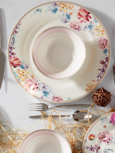 Ensemble de dîner 24 pièces Karaca Rose Valley pour 6 personnes