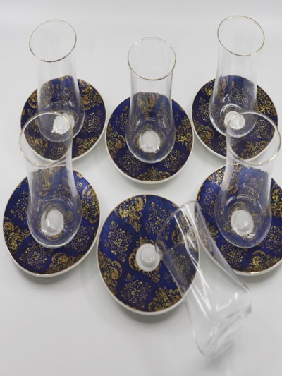Verres à Thé 6 Pièces Zellerfeld bleu/or